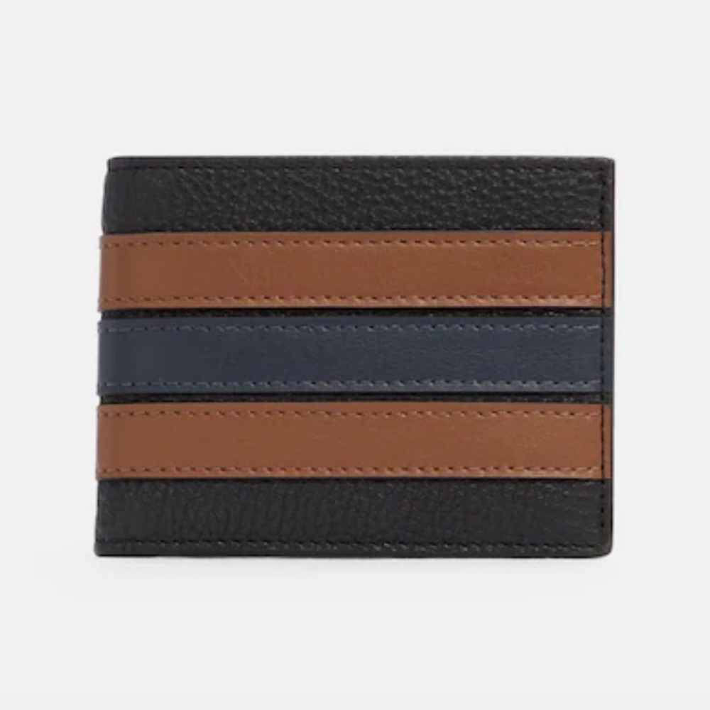 Authentic Coach Slim Billfold Wallet with Varsity Stripe NWT